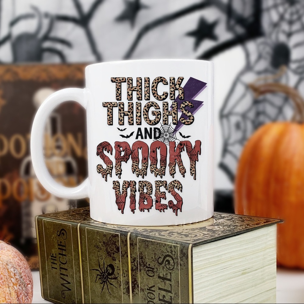 Thick Thighs and Spooky Vibes Halloween Mug 11 oz